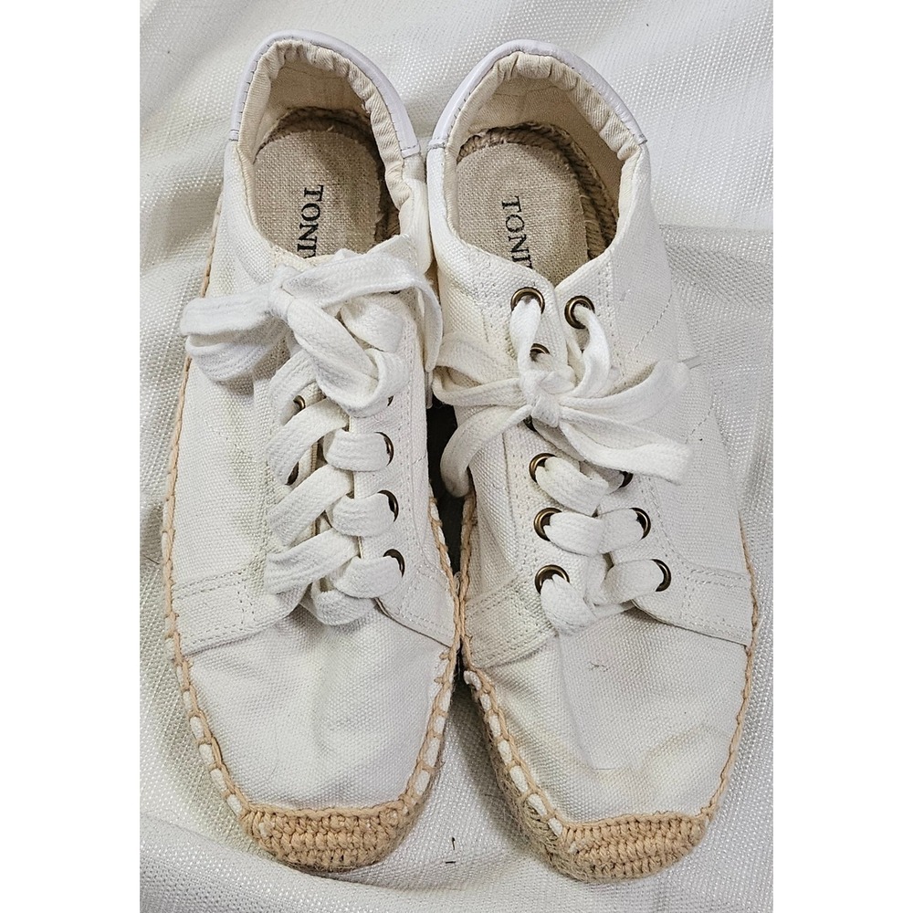 Tonivis Espadrille Lace Up Sneakers White Canvas Beach Shoes Women's Size 6